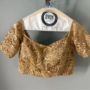Elegant Gold Embroidered Women's Top